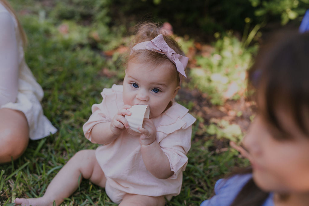 Bandeau Luxe Grosgrain Light Blue Baby Headwrap With Bow