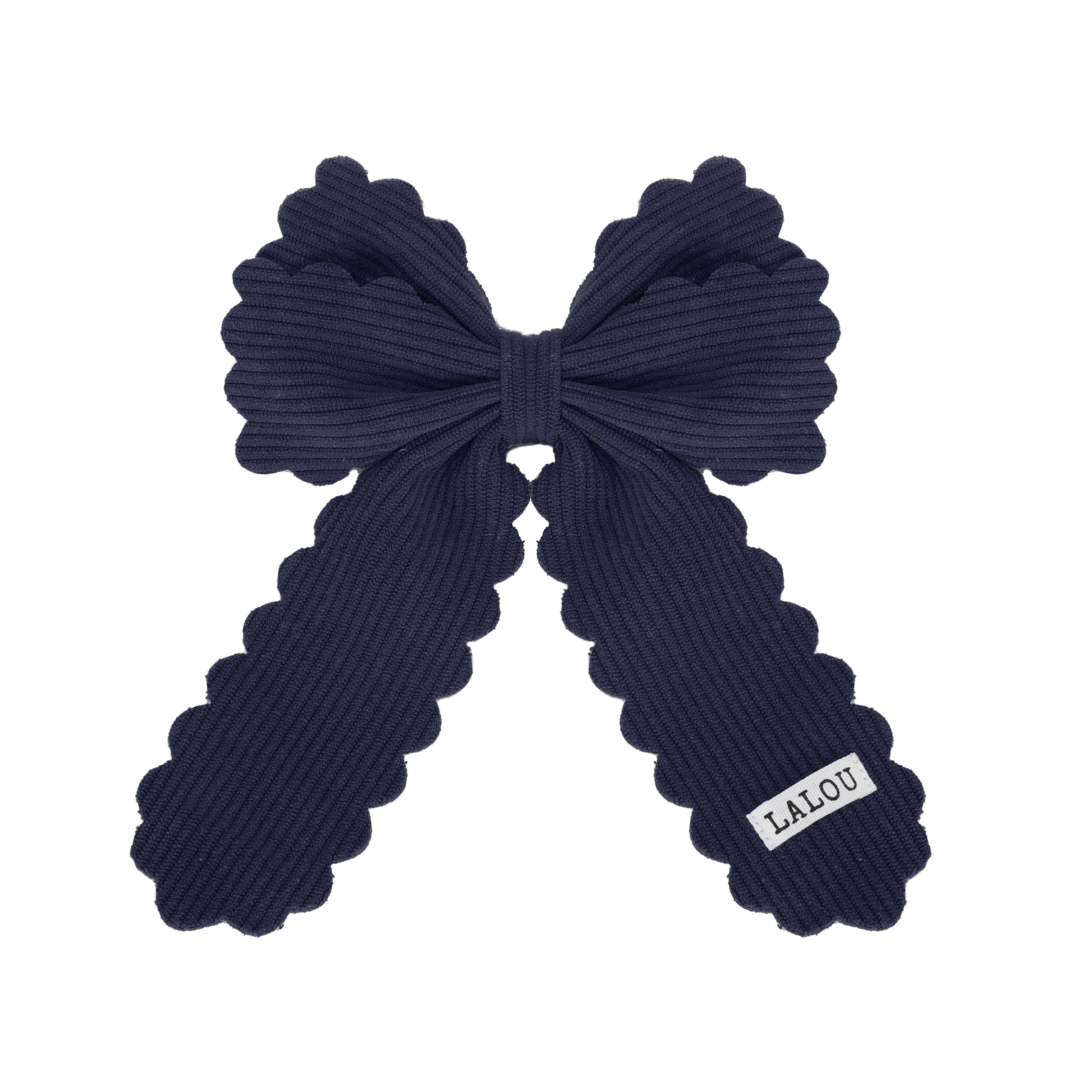 Lalou Scalloped Corduroy Navy Clip