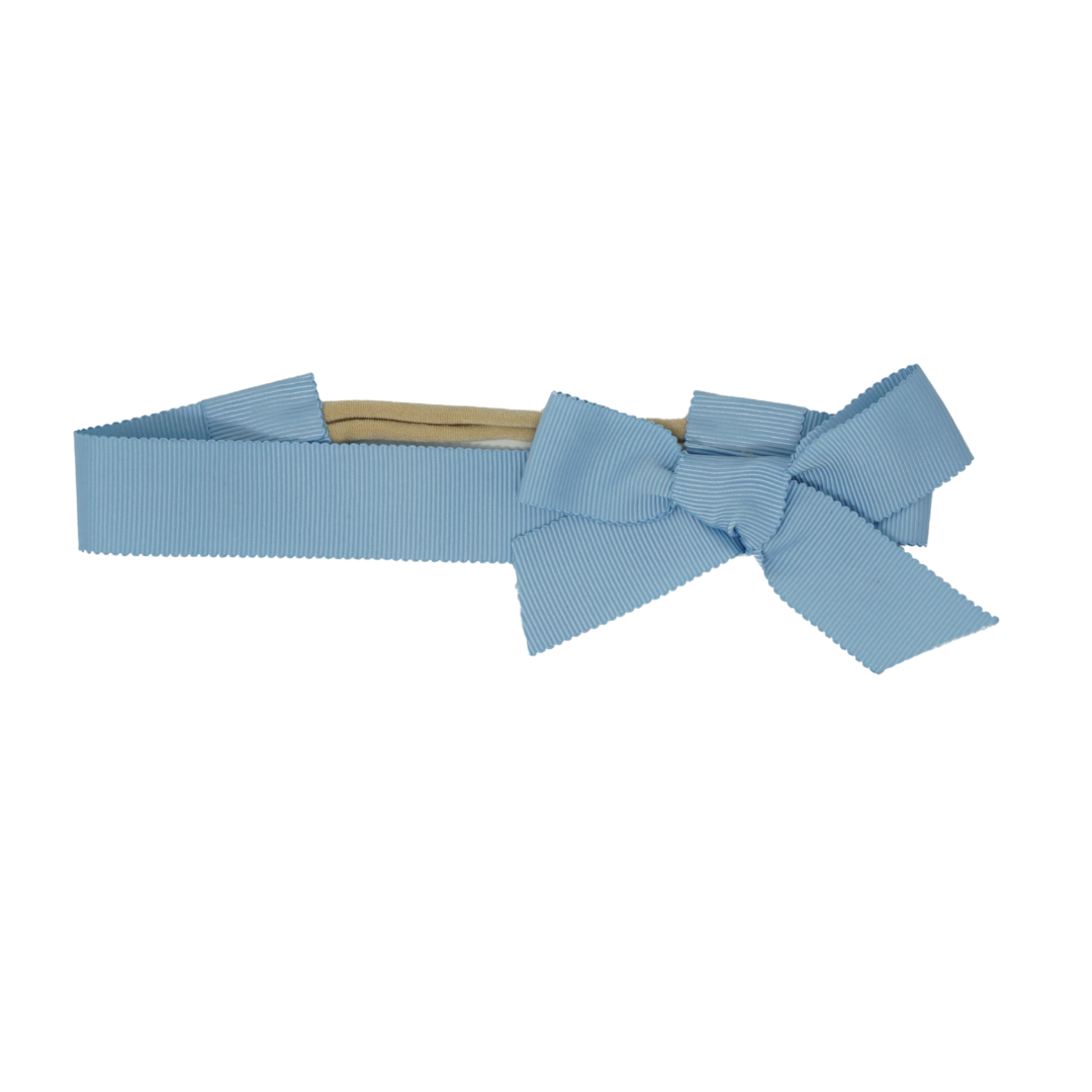 Bandeau Luxe Grosgrain Light Blue Baby Headwrap With Bow