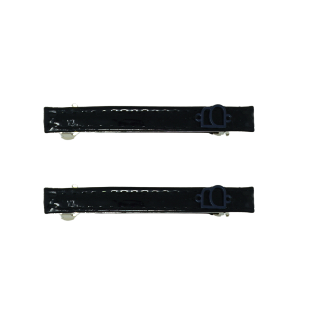 Bandeau Black Patent Leather Bar Clips (2)