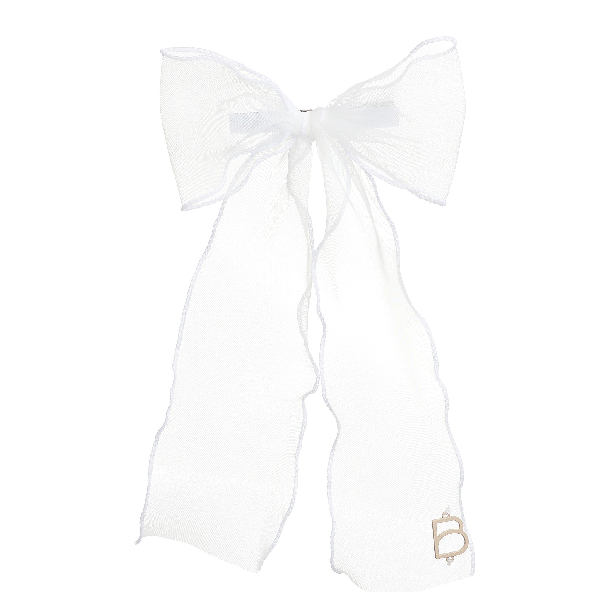 Bandeau Sheer Organza White Large Bow Clip