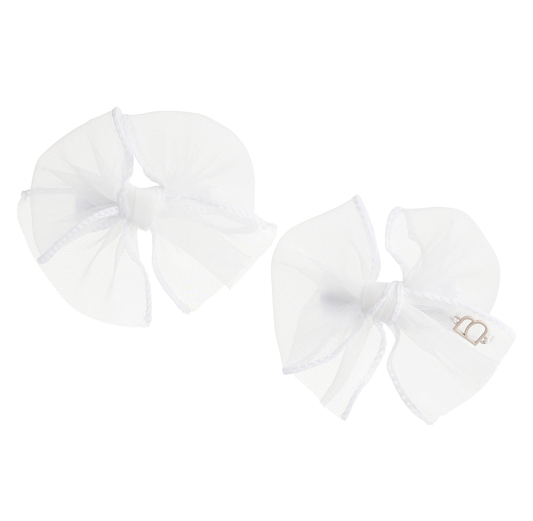 Bandeau Sheer Organza White Mini Bow Clip Set