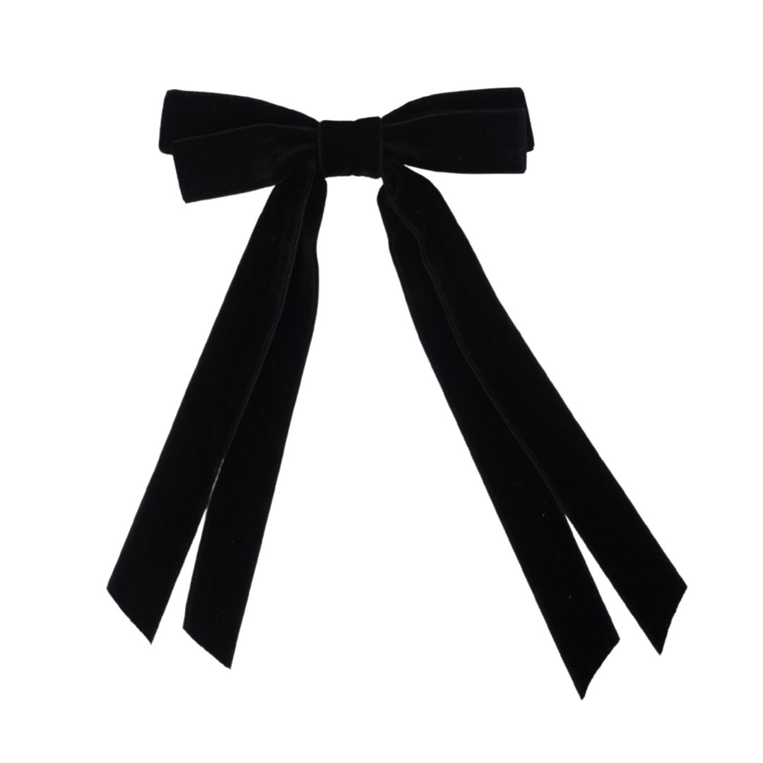 Bandeau Solid Black Velvet Large Bow Clip