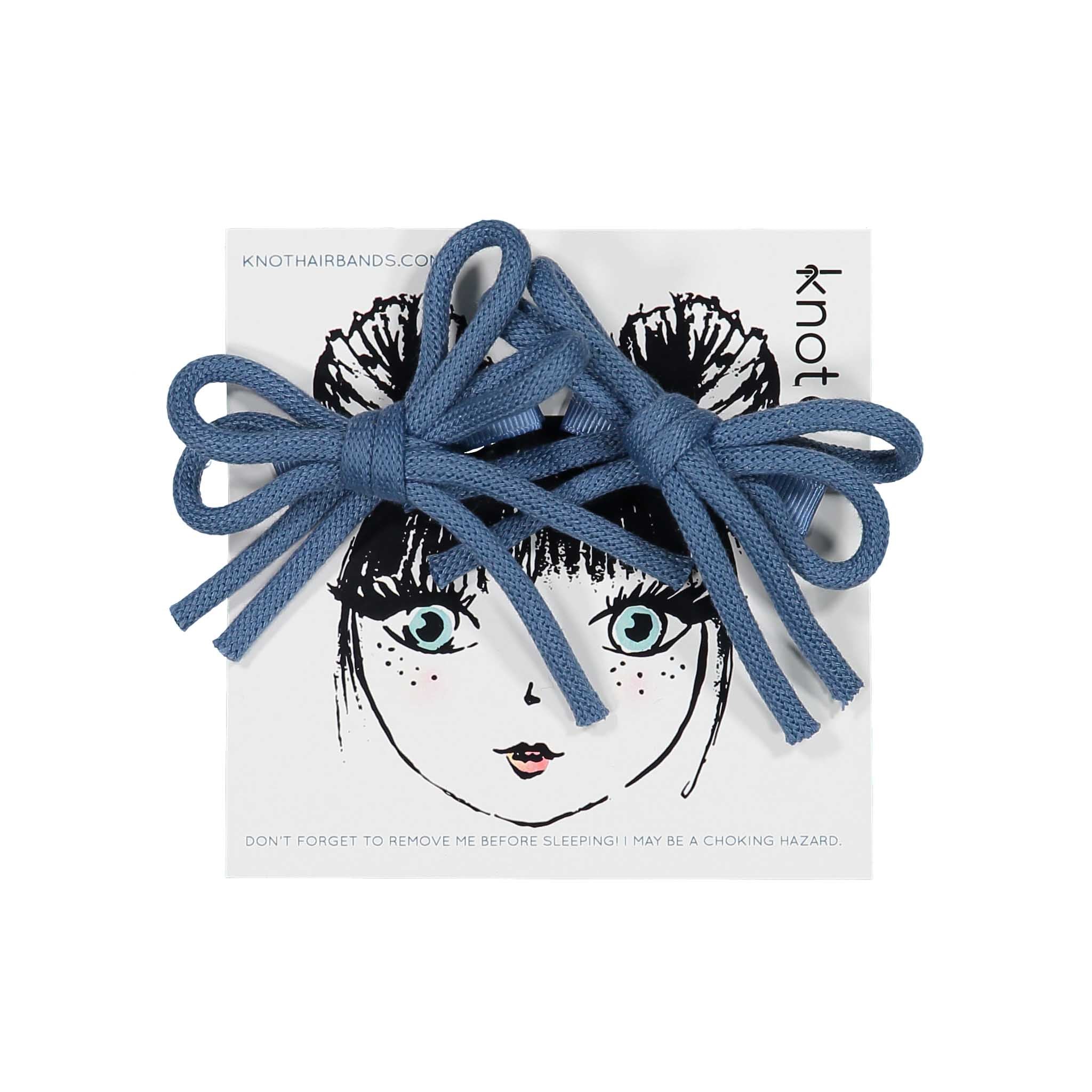 Knot Ocean Blue Bow Clip Set