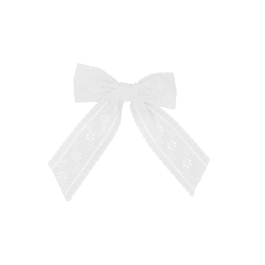 Bandeau Cutwork Lace Floral White Medium Bow