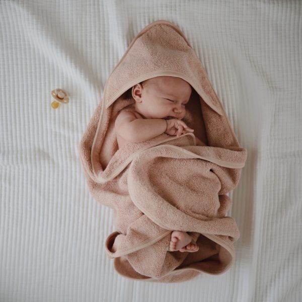 Mushie Blush Organic Cotton Baby Hooded Towel