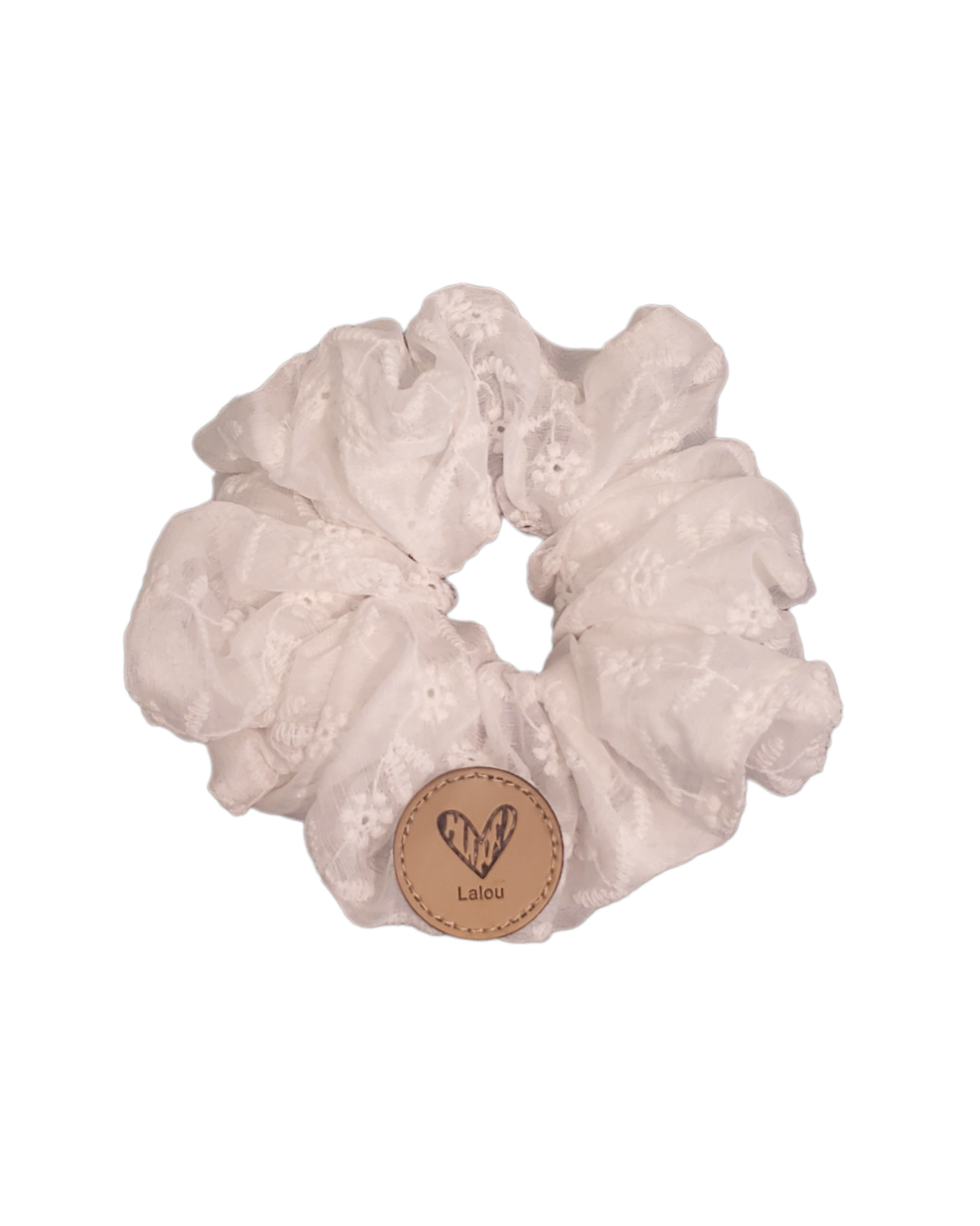 Lalou Embroidered White Scrunchie